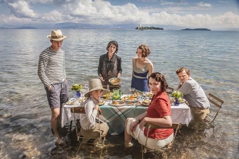The Durrells: Josh O'Connor as Larry Durrell, Milo Parker as Gerry Durrell, Anna Savva as Lugaretza, Daisy Waterstone as Margo Durrell, Keeley Hawes as Louisa Durrell and Callum Woodhouse as Leslie Durrell