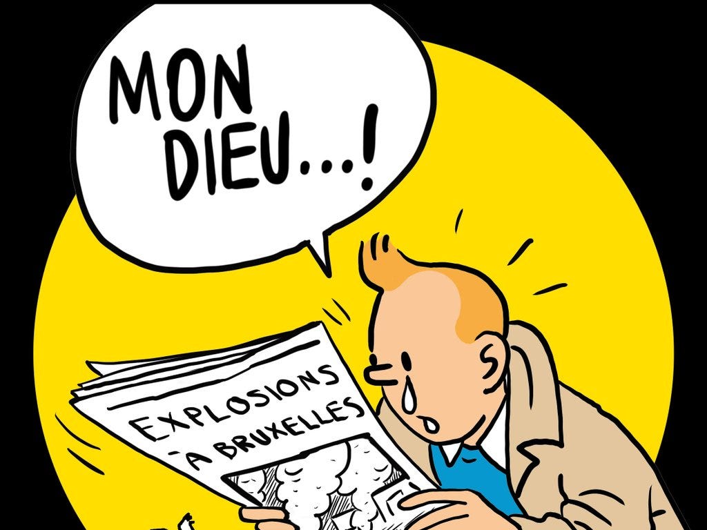 Brussels terror attacks: People around the world show their solidarity by sharing powerful Tintin cartoons Brussels terror attacks: People around the world show their solidarity by sharing powerful Tintin cartoons