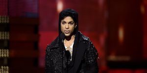 Prince speaks onstage at the 55th Annual GRAMMY Awards