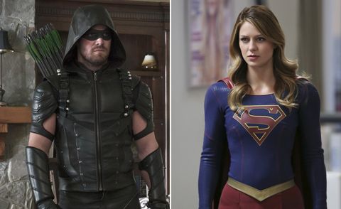 Stephen Amell in Arrow and Melissa Benoist in Supergirl