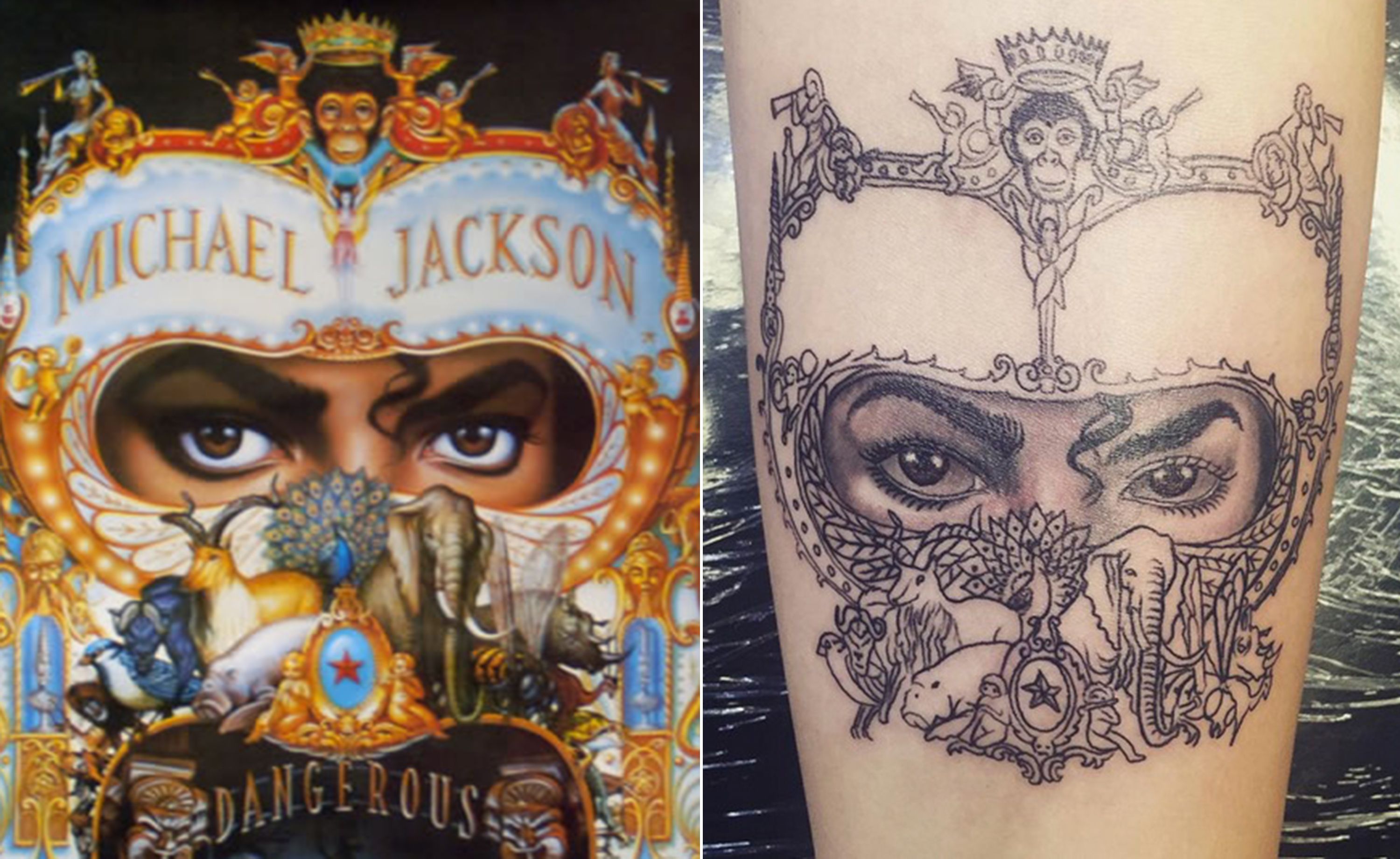 Michael Jackson tattoo on the back of the left arm