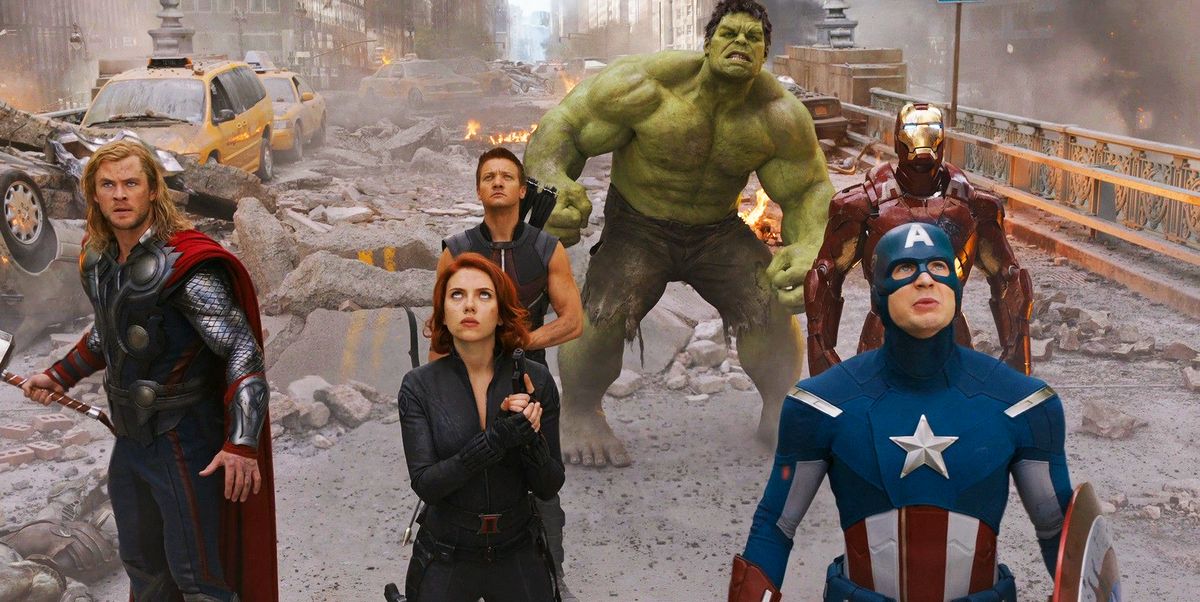 The original Avengers Thor, Black Widow, Hawkeye, Hulk, Captain America and Iron Man.