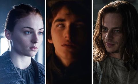 Sophie Turner as Stark, Isaac Hempstead Wright as Bran Stark and Tom Wlaschiha as Jaqen H'Ghar