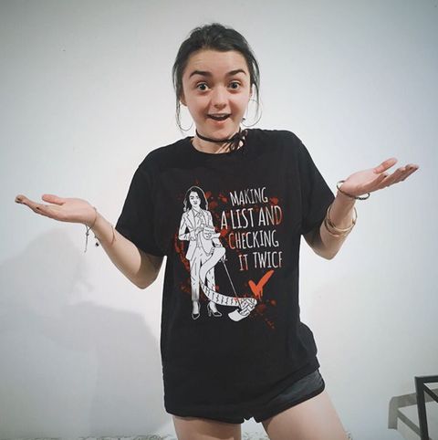 Game of Thrones' Maisie Williams models an amazing Arya Stark T-shirt