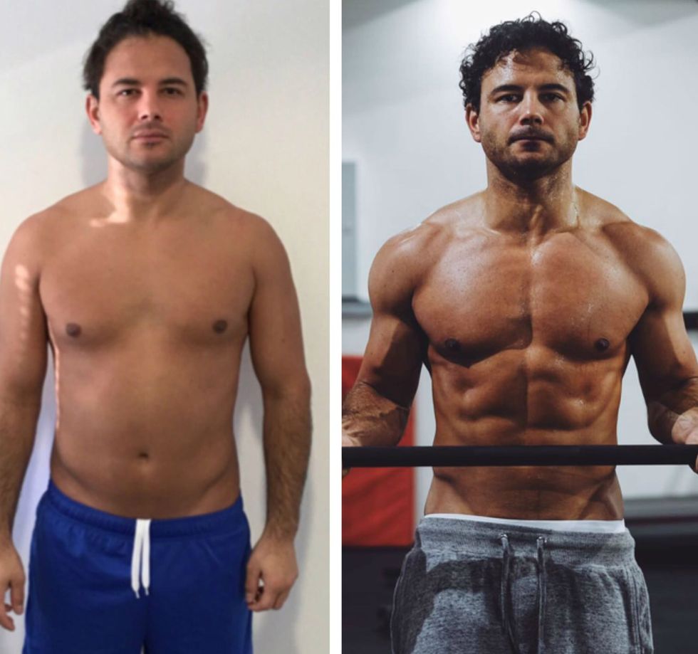 Ryan Thomas, before and after - Celebrity brothers Ryan, Adam and Scott Thomas have transformed their physiques after 12 weeks of training together. All three have halved their body fat percentage after the programme, each with their own personal drive for hitting Manchester's Ultimate Performance gym.