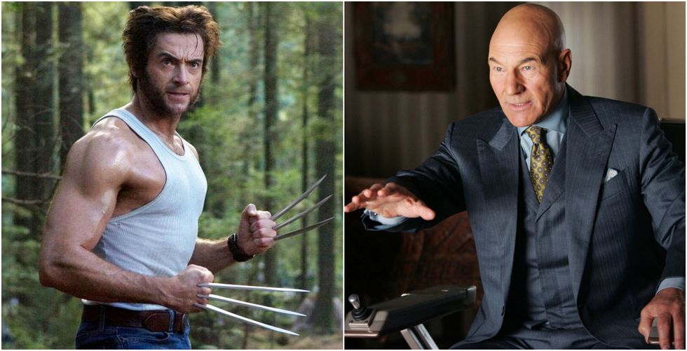 Hugh Jackman as Wolverine and Patrick Stewart as Charles Xavier in X-Men