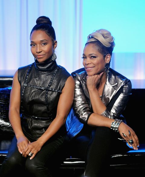 NEW YORK, NY - OCTOBER 14: Chilli and T-Boz of TLC Stop By Music Choice's 'You & A' on October 14, 2013 in New York City.