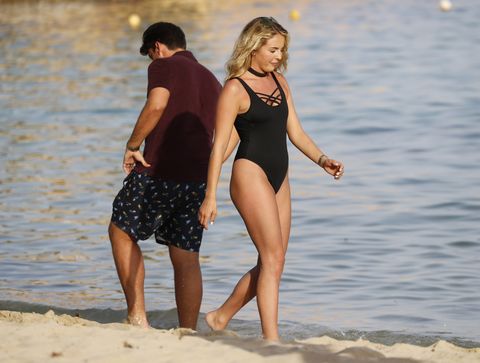 TOWIE Lydia Bright, James Argent walk away from each other on the beach, Mallorca