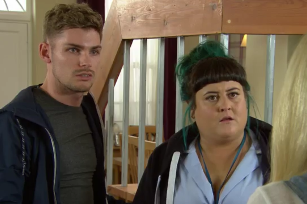 Ste Hay, Tegan Lomax and Leela Lomax in Hollyoaks