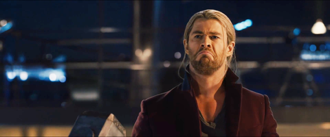 Chris Hemsworth as sad Thor in Avengers: Age of Ultron