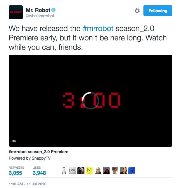 Fsociety Hacks USA Network's Mr. Robot FB Live Stream, Releases Season  Premiere as a GIFT