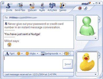 8: MSN Messenger robot in action.