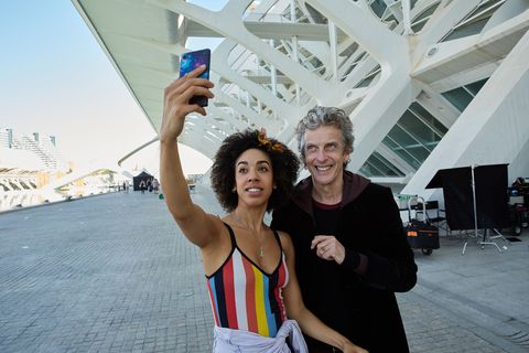 Doctor Who's Peter Capaldi and Pearl Mackie take a selfie in Spain