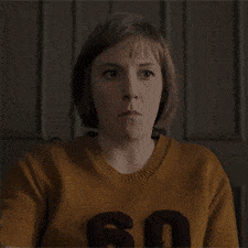 Hannah in Girls waiting in anticipation (GIF)