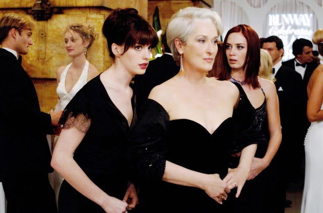 the devil wears prada's anne hathaway, meryl streep and emily blunt