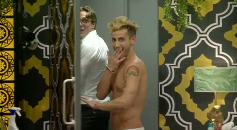 Celebrity Big Brother's Lewis exposes himself to Frankie.