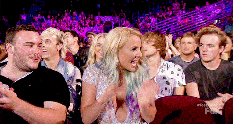 A GIF of Britney Spears clapping excitedly.