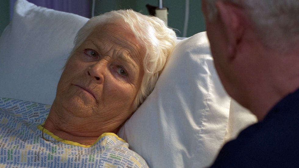 Pam St Clement as Sally in Casualty's 30th anniversary episode