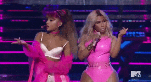 Ariana Grande and Nicki Minaj at the VMAs GIF