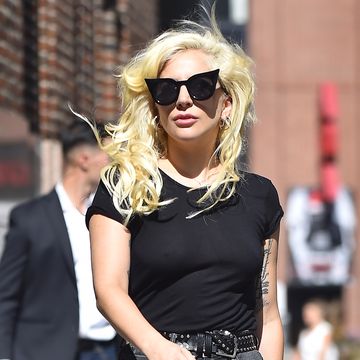 Lady Gaga is seen leaving a radio station in Tribeca on August 17, 2016 in New York City.