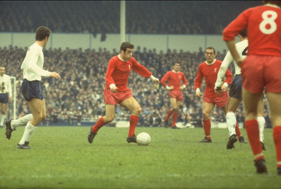 1968: Ian Callaghan of Liverpool in action during a Football League Division One match against Tottenham Hotspur at Anfield in Liverpool, England.