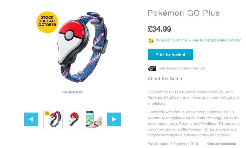 Catch Pokémon with the Pokémon GO Plus + device, available now