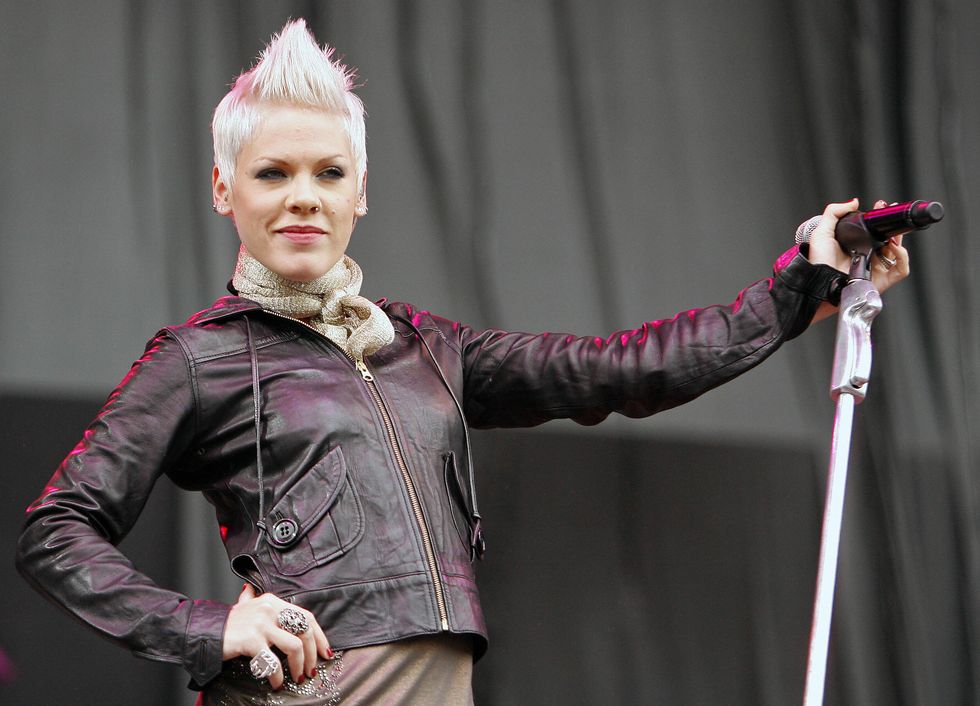 US singer Pink performing on the main stage at the V Festival in Hylands Park, Chelmsford, 18 August 2007.