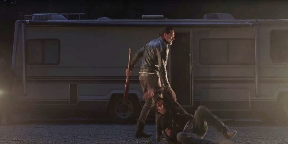 Negan attacks Rick in The Walking Dead season 7 premiere