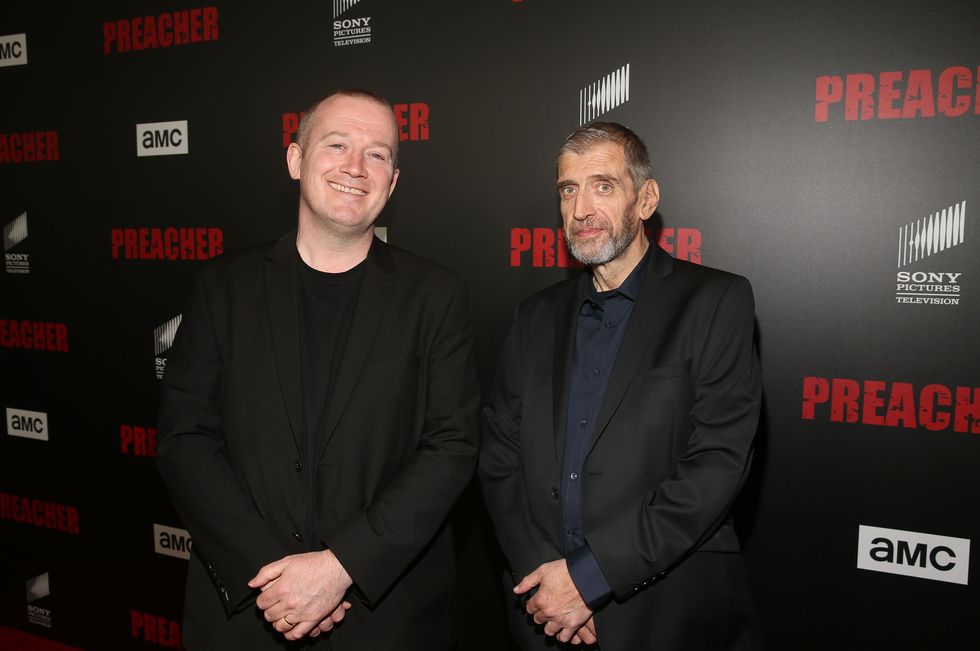 Co-executive producers Garth Ennis and Steve Dillion attend the Los Angeles Premiere of AMC's 'Preacher'