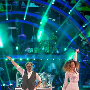 Ed Balls and Katya Jones during Strictly Come Dancing Halloween week