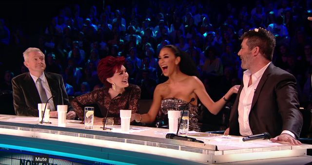 The X Factor judges laughing during Movie Week