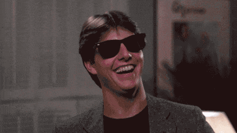 Tom Cruise happy in Risky Business [GIF]