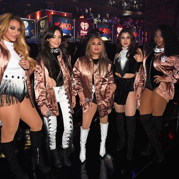 Fifth Harmony pose backstage during Z100's Jingle Ball 2016