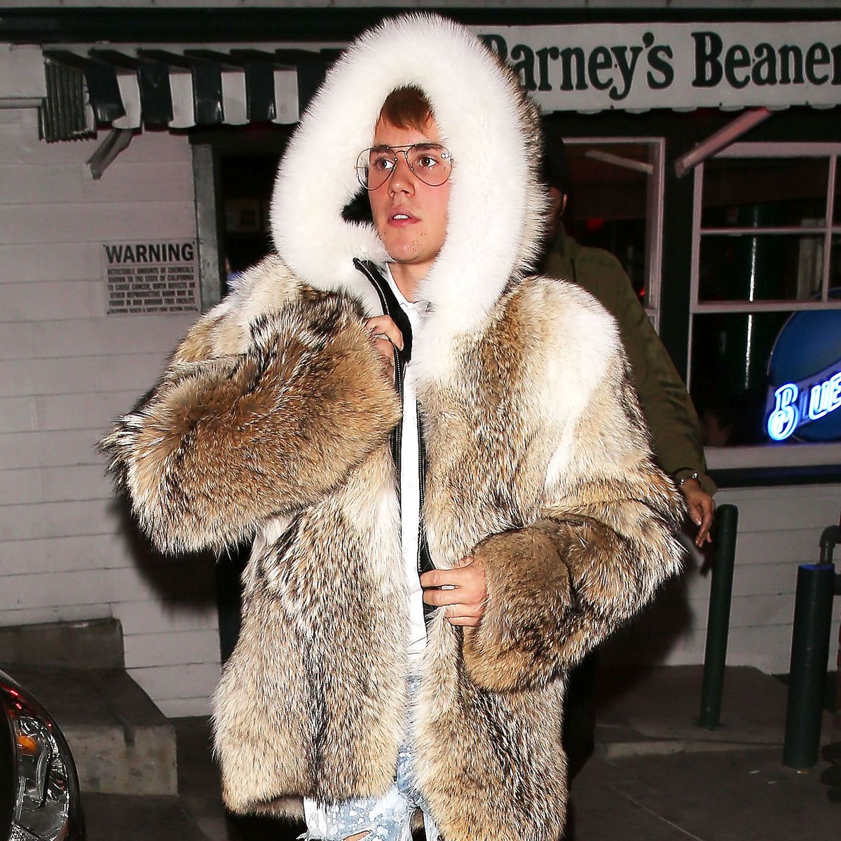 Justin Bieber Mink Fur Hooded Jacket