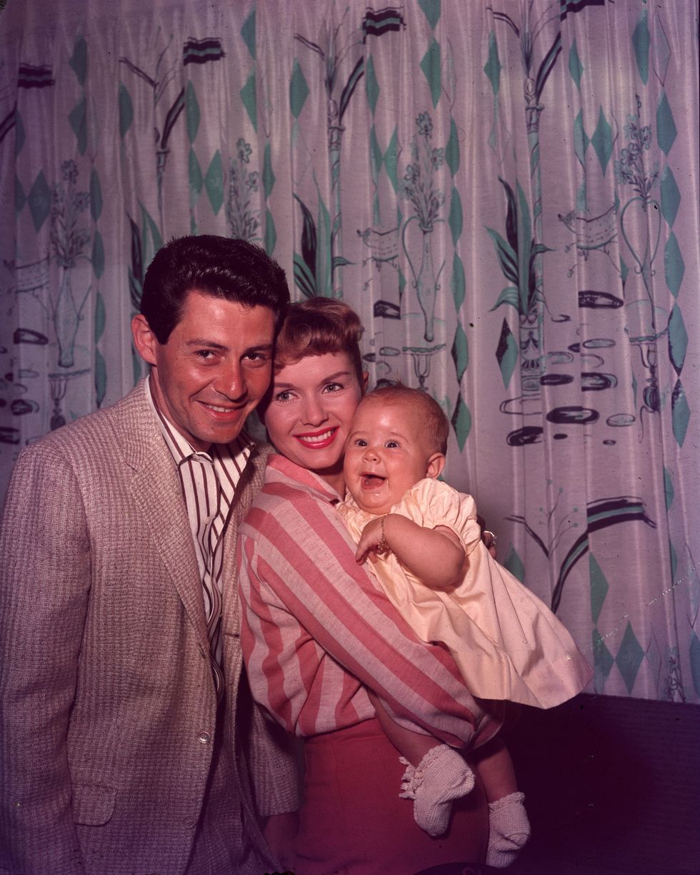 Eddie Fisher and Debbie Reynolds with baby Carrie Fisher, c.1957