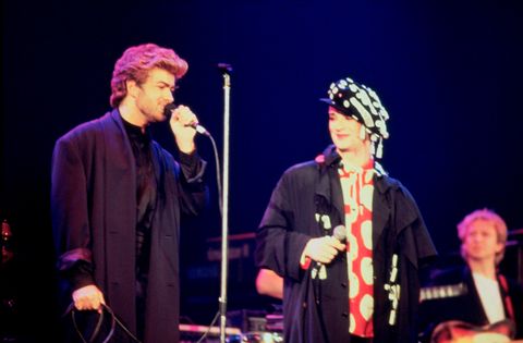 George Michael and Boy George perform in concert