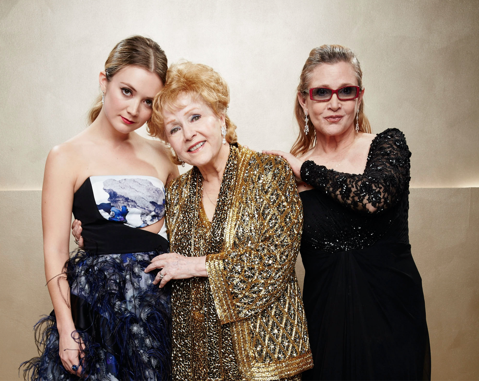 debbie reynolds with granddaughter billie lourd and daughter carrie fisher