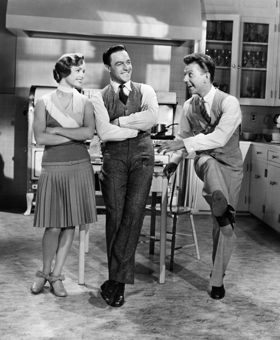 Debbie Reynolds, Gene Kelly and Donald O'Connor in a scene from the Loew's/MGM movie 'Singing In The Rain