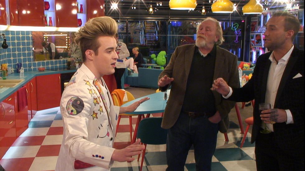 Celebrity Big Brother: Jedward (John), James C  and Calum talk in the kitchen