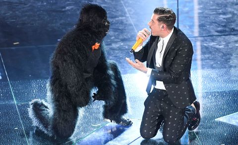 Francessco Gabbani dancing with Ape, Italy Eurovision Entry