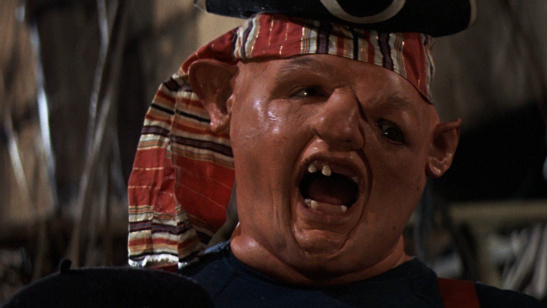 At the end of 'Goonies' when Sloth says his classic line, Hey you