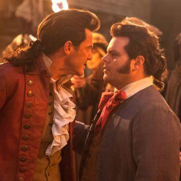 luke evans is gaston and josh gad is lefou, beauty and the beast