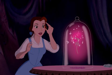 beauty and the beast, original disney movie, belle and the rose