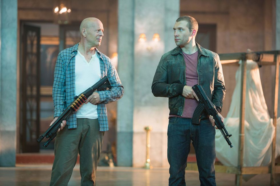 Jai Courtney and Bruce Willis in A Good Day to Die Hard