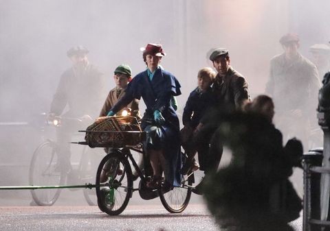 Emily Blunt filming Mary Poppins, London