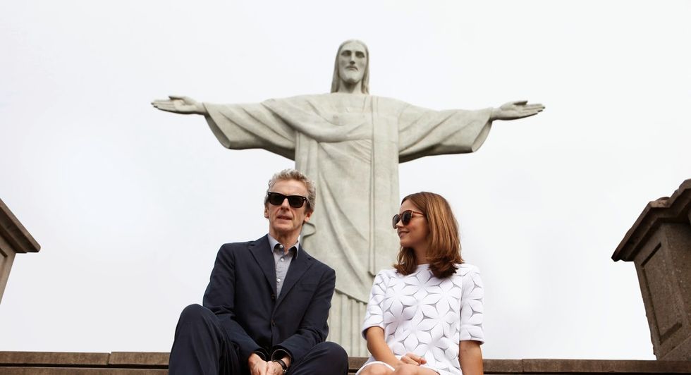 Peter Capaldi and Jenna Coleman at Christ the Redeemer