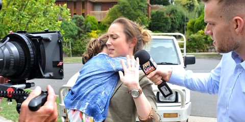 Sonya Rebecchi is chased by the media in Neighbours