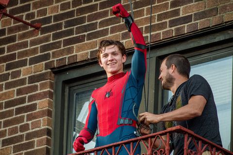 Tom Holland filming Spider-man 2016