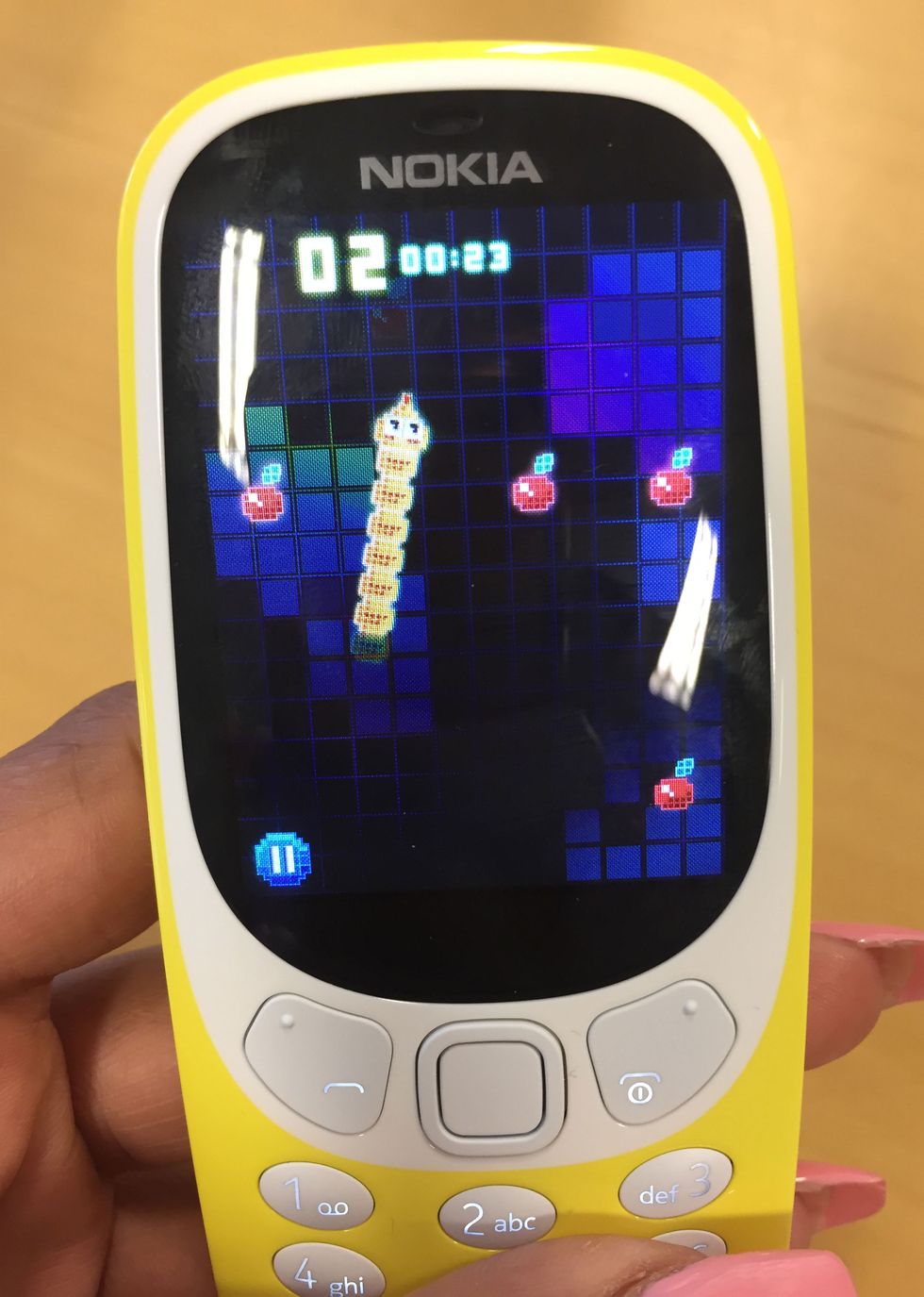 Playing Nokia 3310 Snake gameplay 