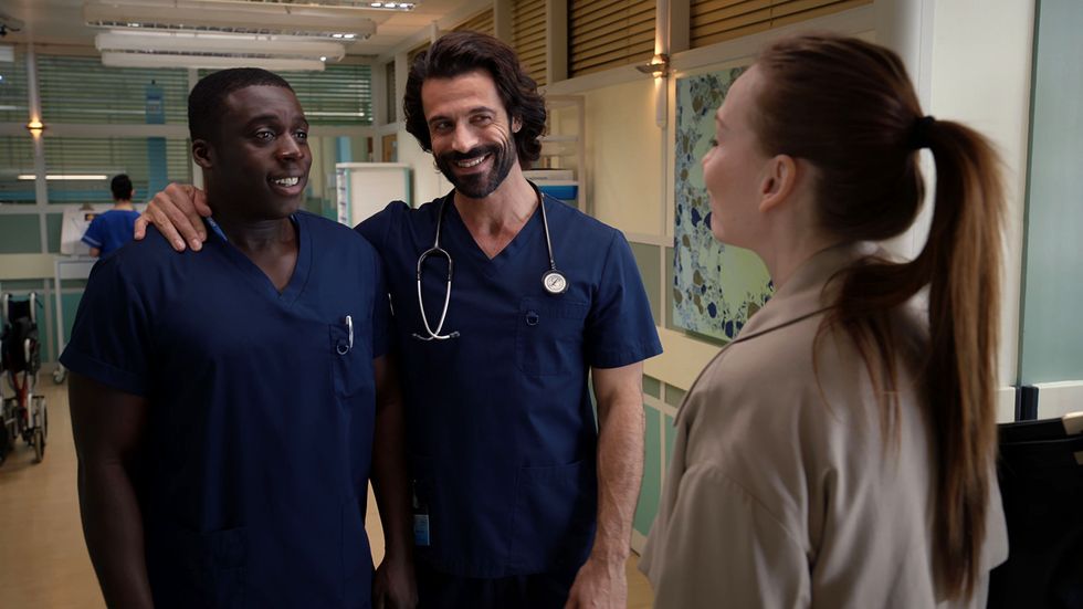 Damon Ford, Matteo Rossini and Jac Naylor in Holby City